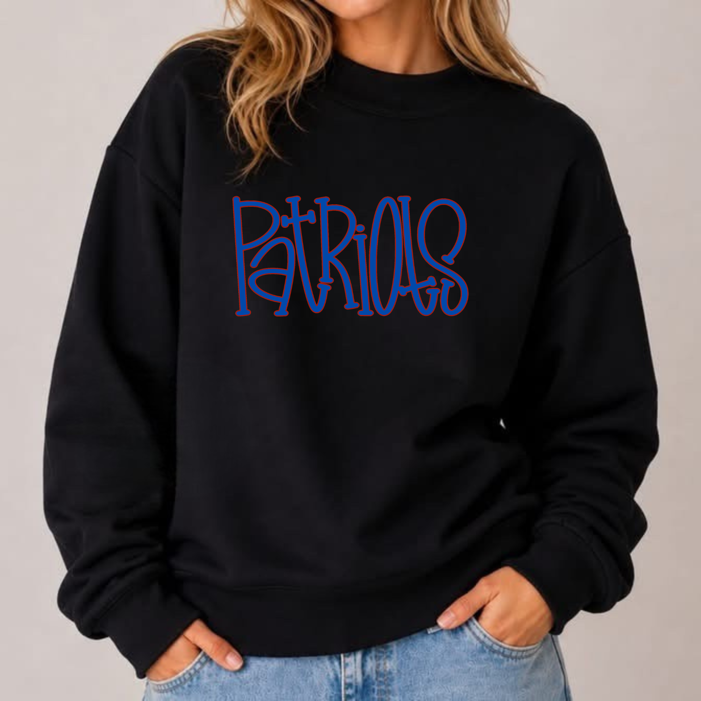Patriots Hand Drawn Mockneck Sweatshirt
