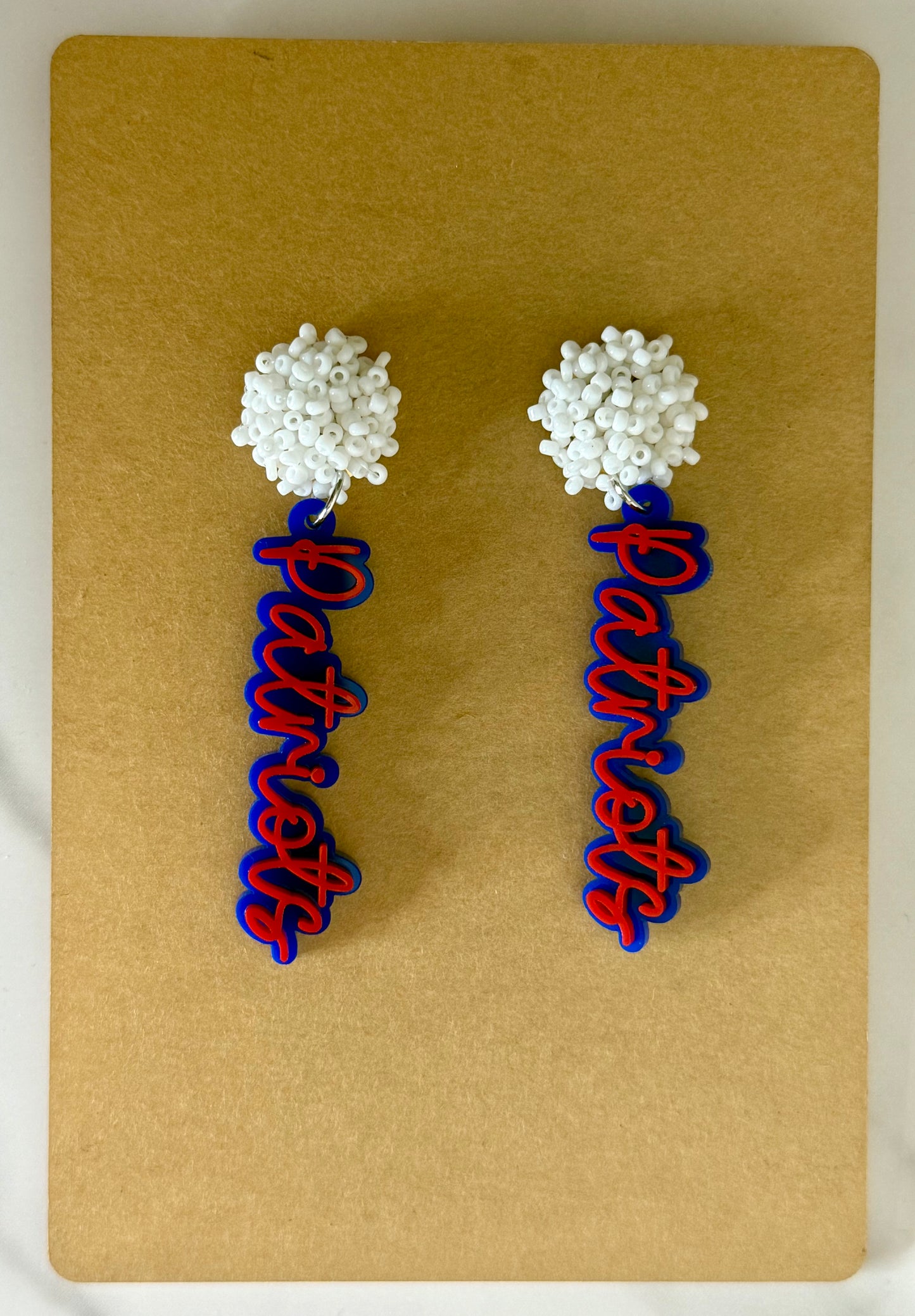Patriots Seed Bead Cluster Earrings