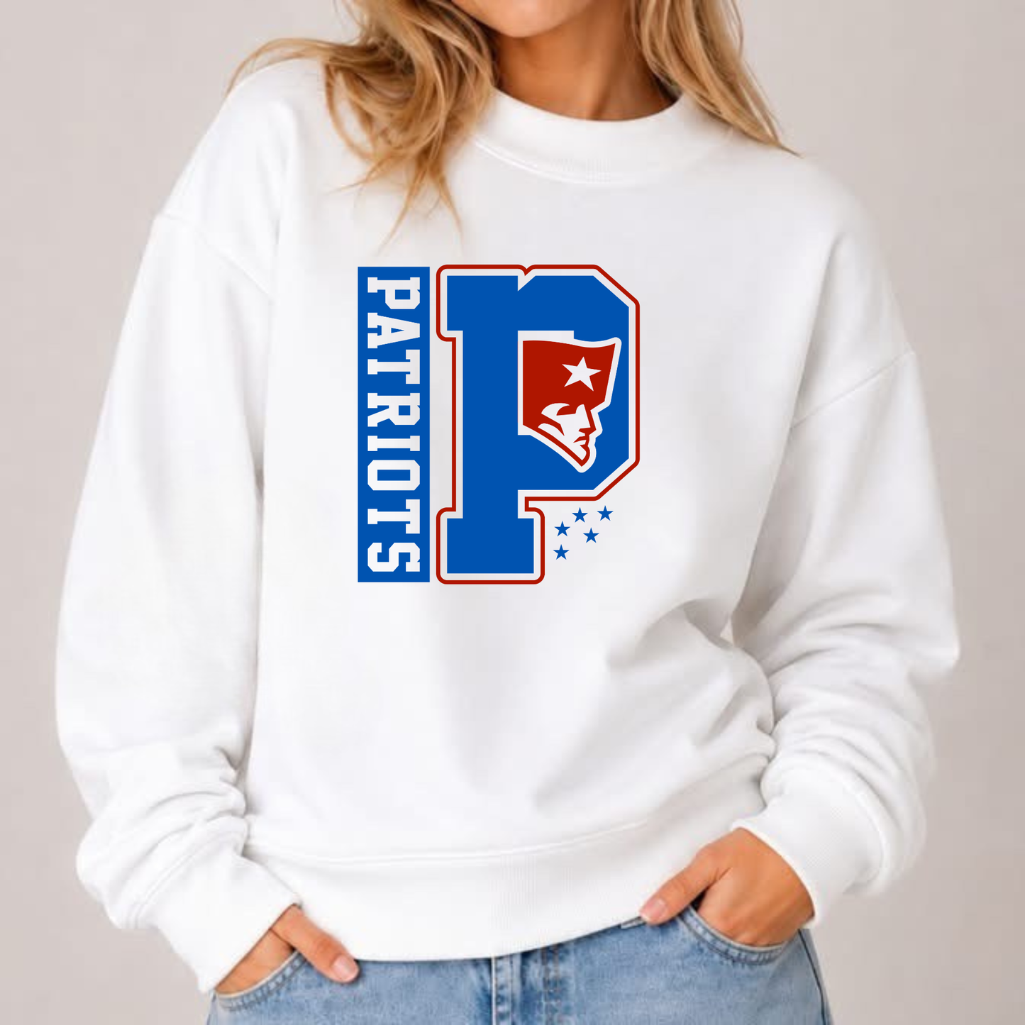 Patriots P Flying Elvis Mockneck Sweatshirt