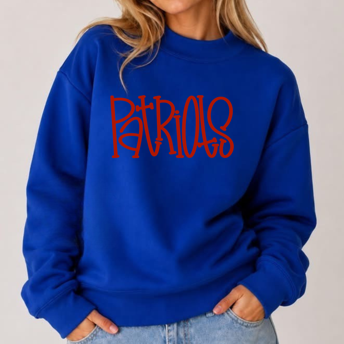 Patriots Hand Drawn Mockneck Sweatshirt
