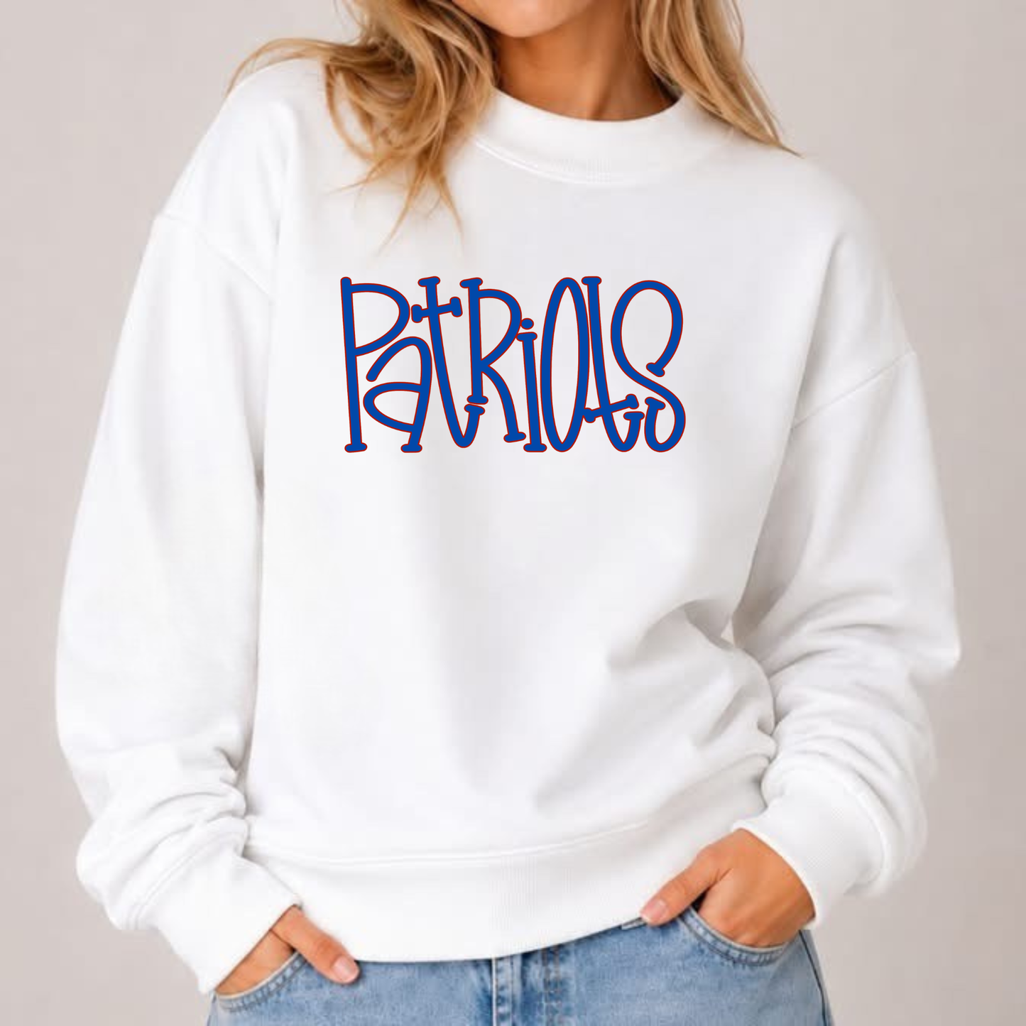 Patriots Hand Drawn Mockneck Sweatshirt
