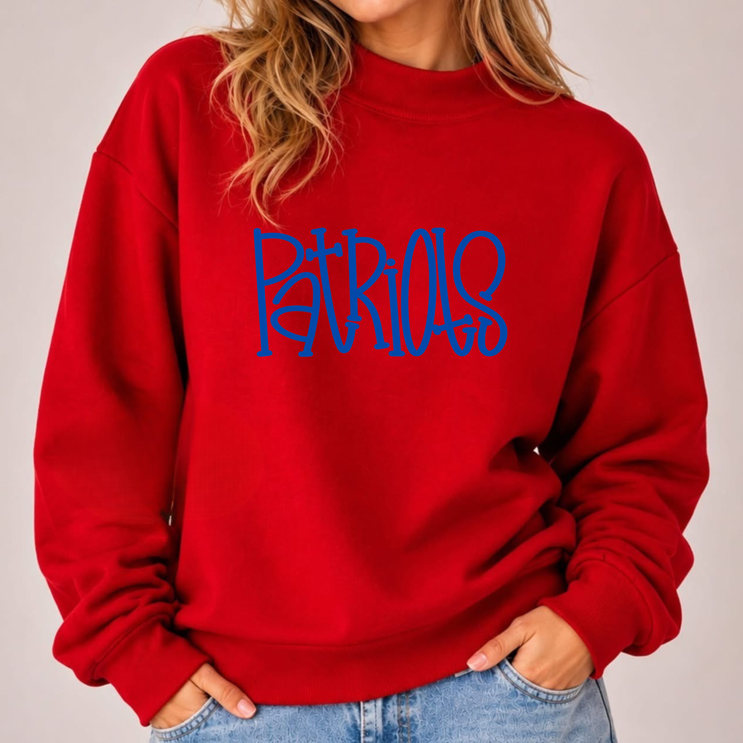 Patriots Hand Drawn Mockneck Sweatshirt