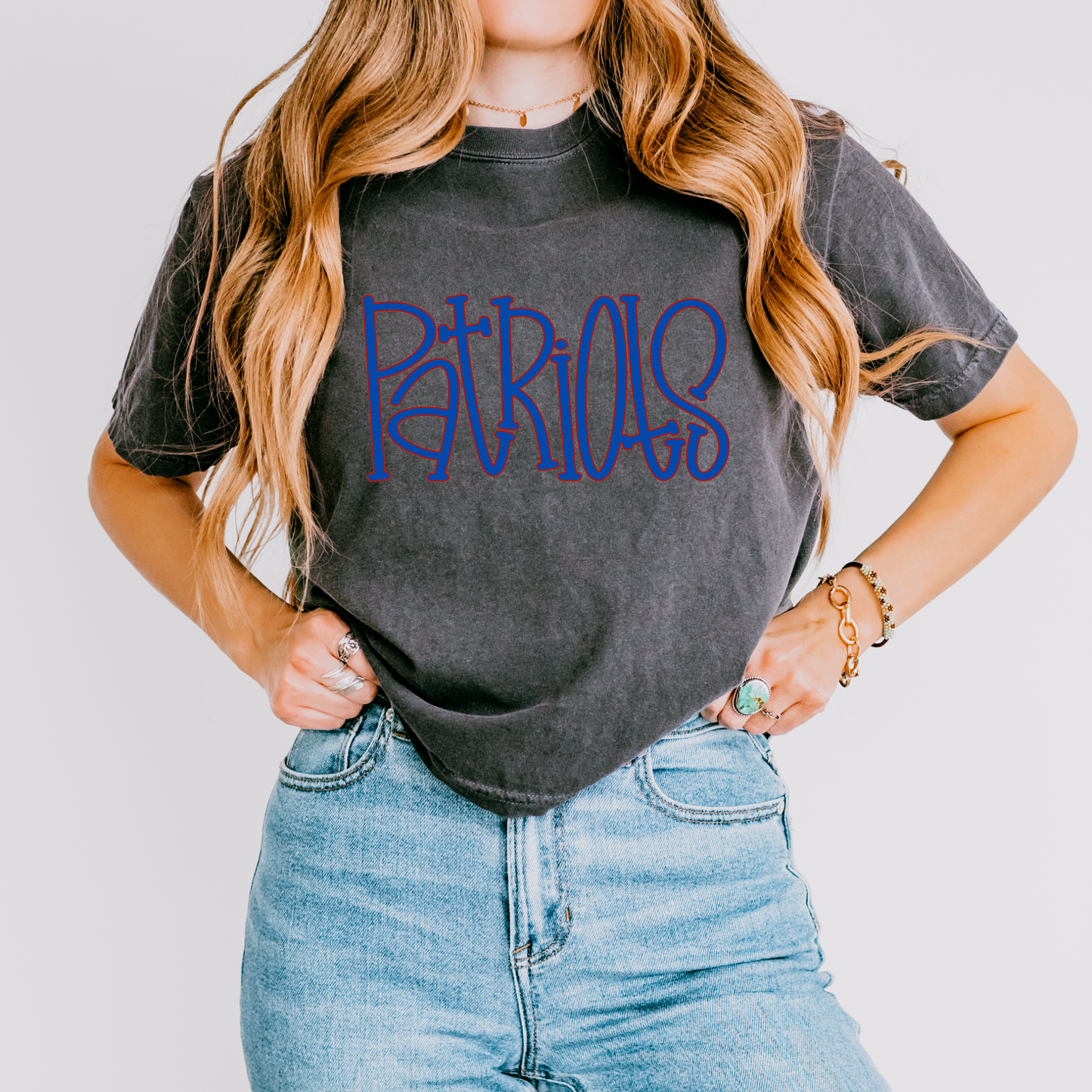 Patriots Hand Drawn Short Sleeve Crop Top