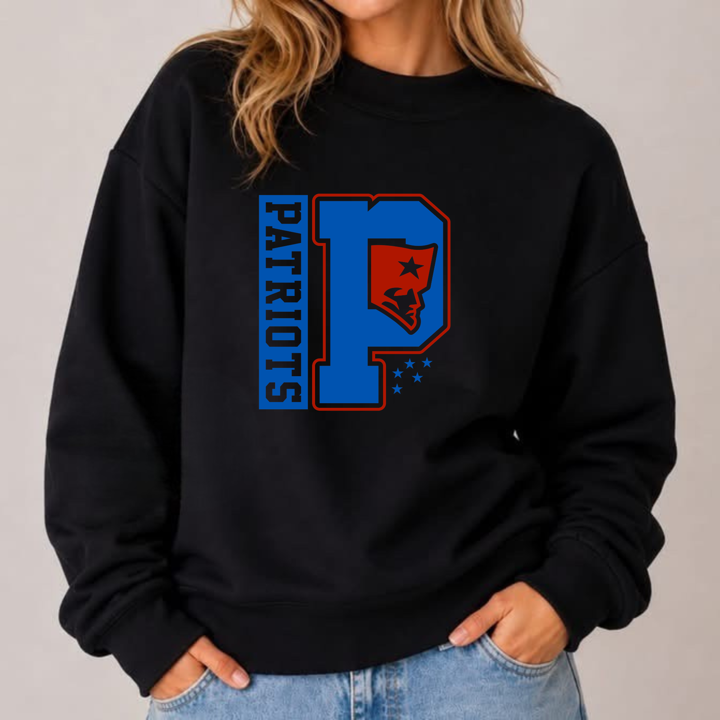 Patriots P Flying Elvis Mockneck Sweatshirt