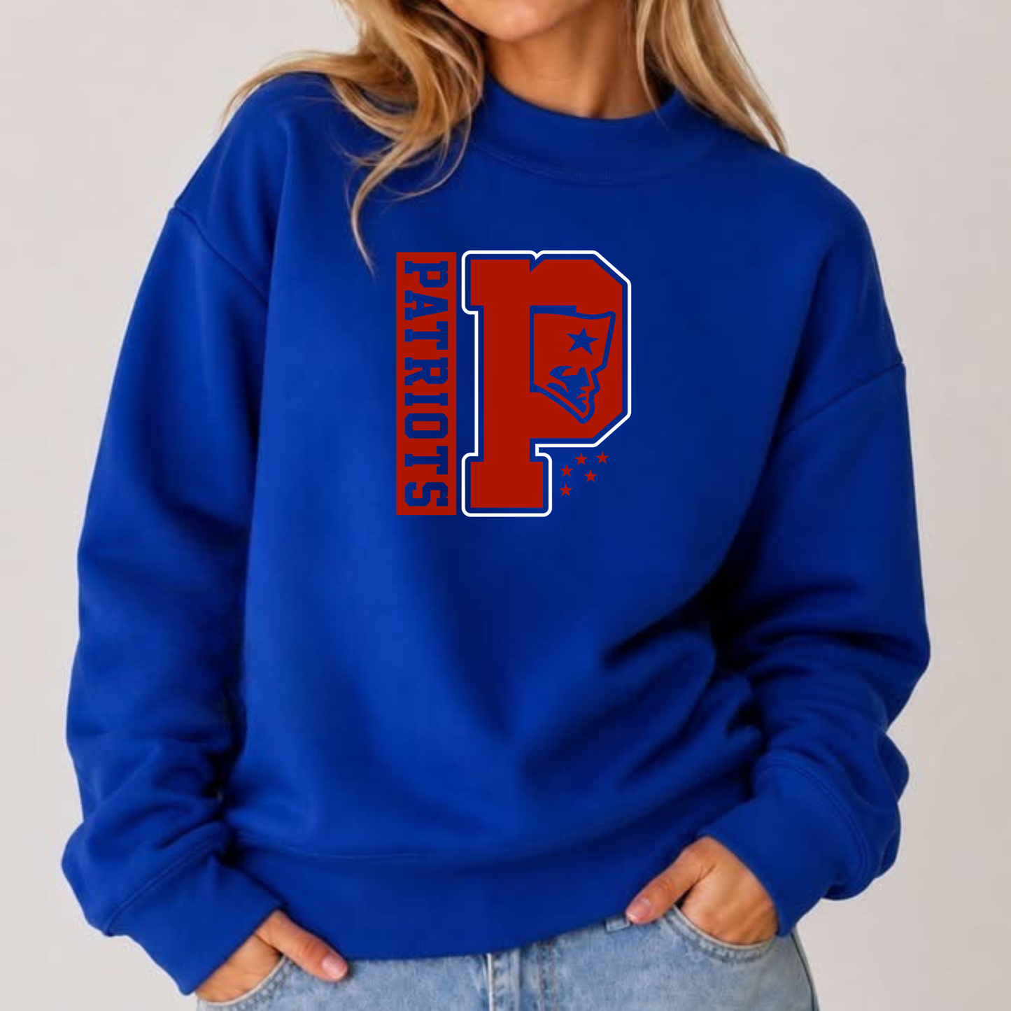 Patriots P Flying Elvis Mockneck Sweatshirt