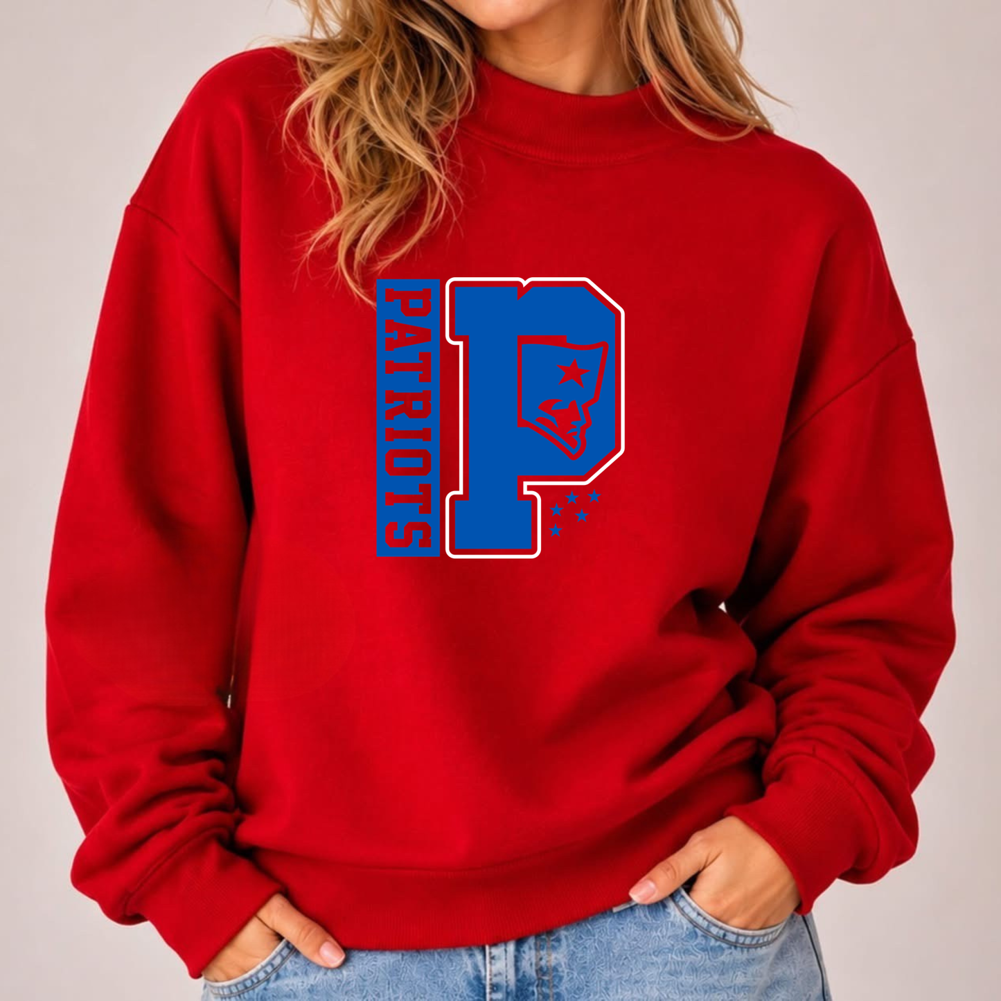 Patriots P Flying Elvis Mockneck Sweatshirt