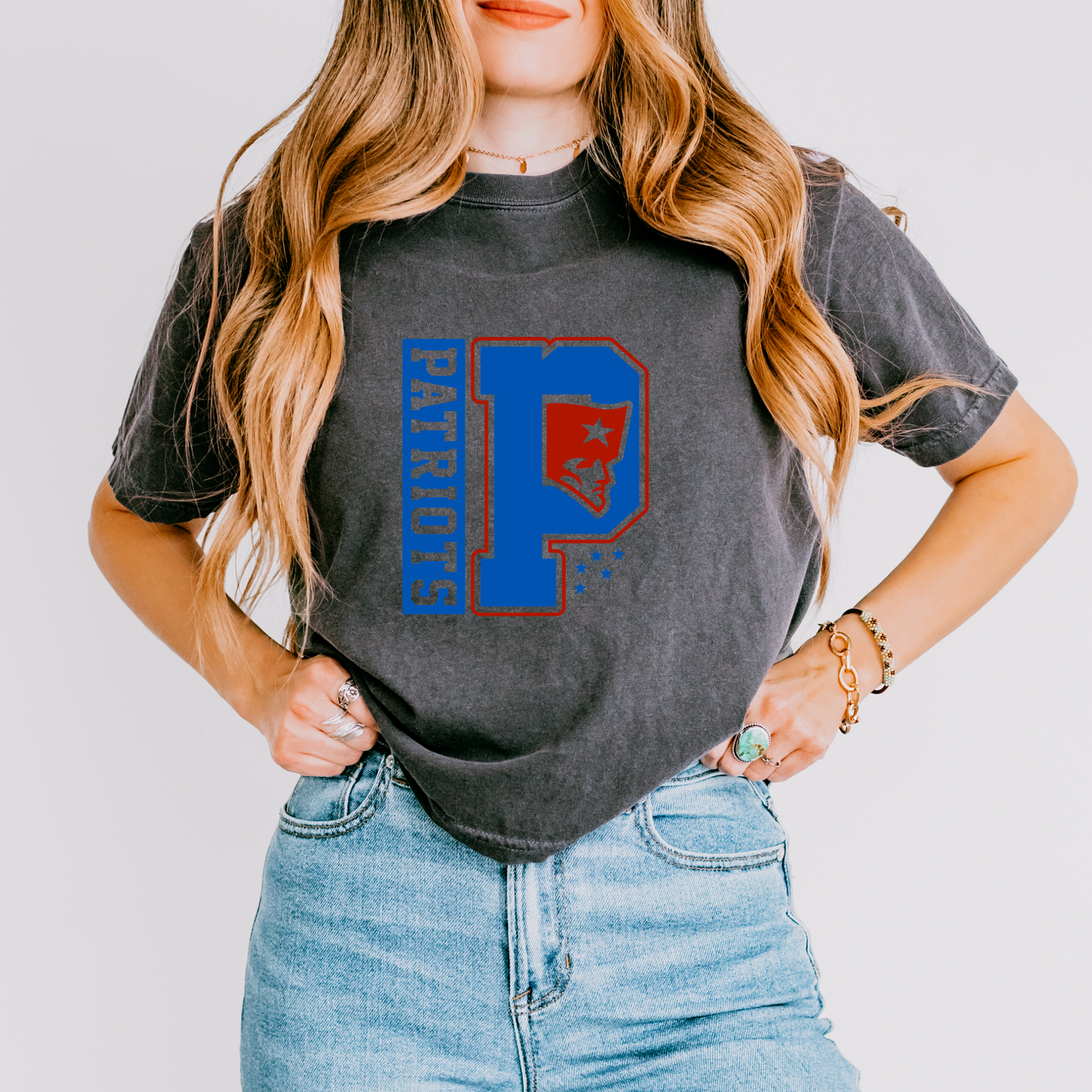 Patriots P Flying Elvis Short Sleeve Crop Top