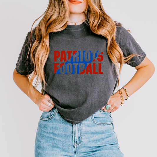 Patriots Football Slant Short Sleeve Crop Top