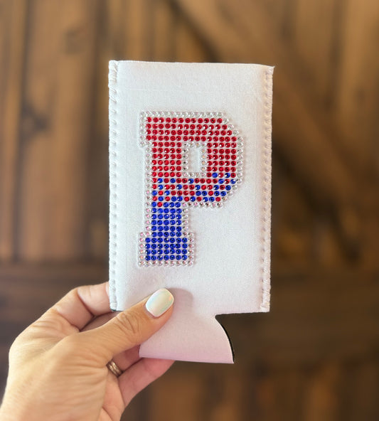 P Rhinestone Can Cooler Sleeves