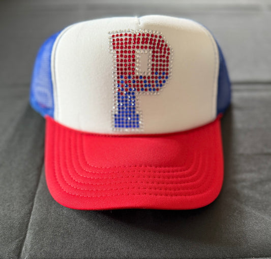 P Rhinestone Trucker Hat