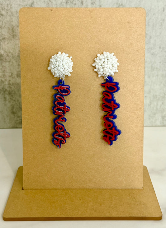 Patriots Seed Bead Cluster Earrings